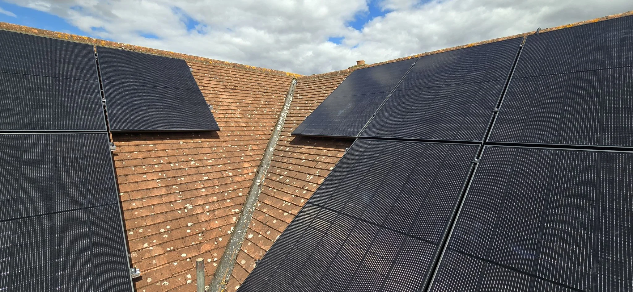Residential solar panels on a tiled roof