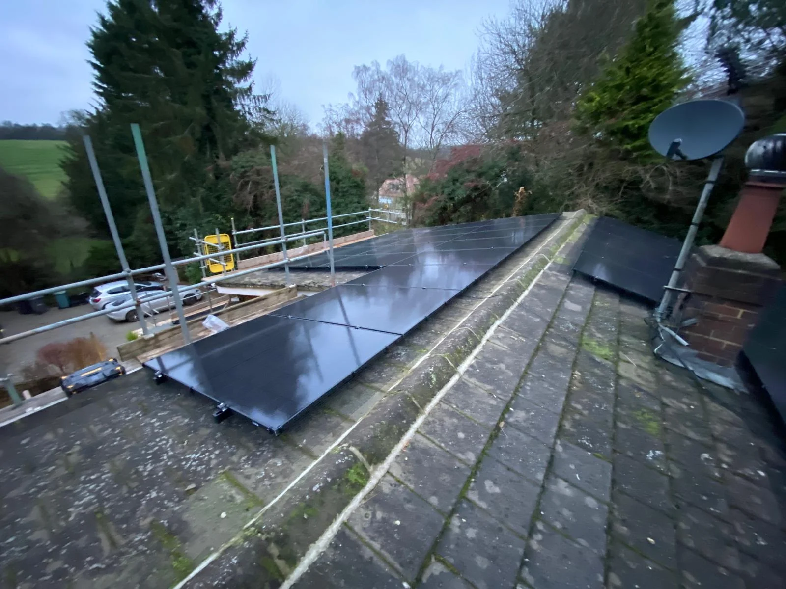 Roof solar panel installation