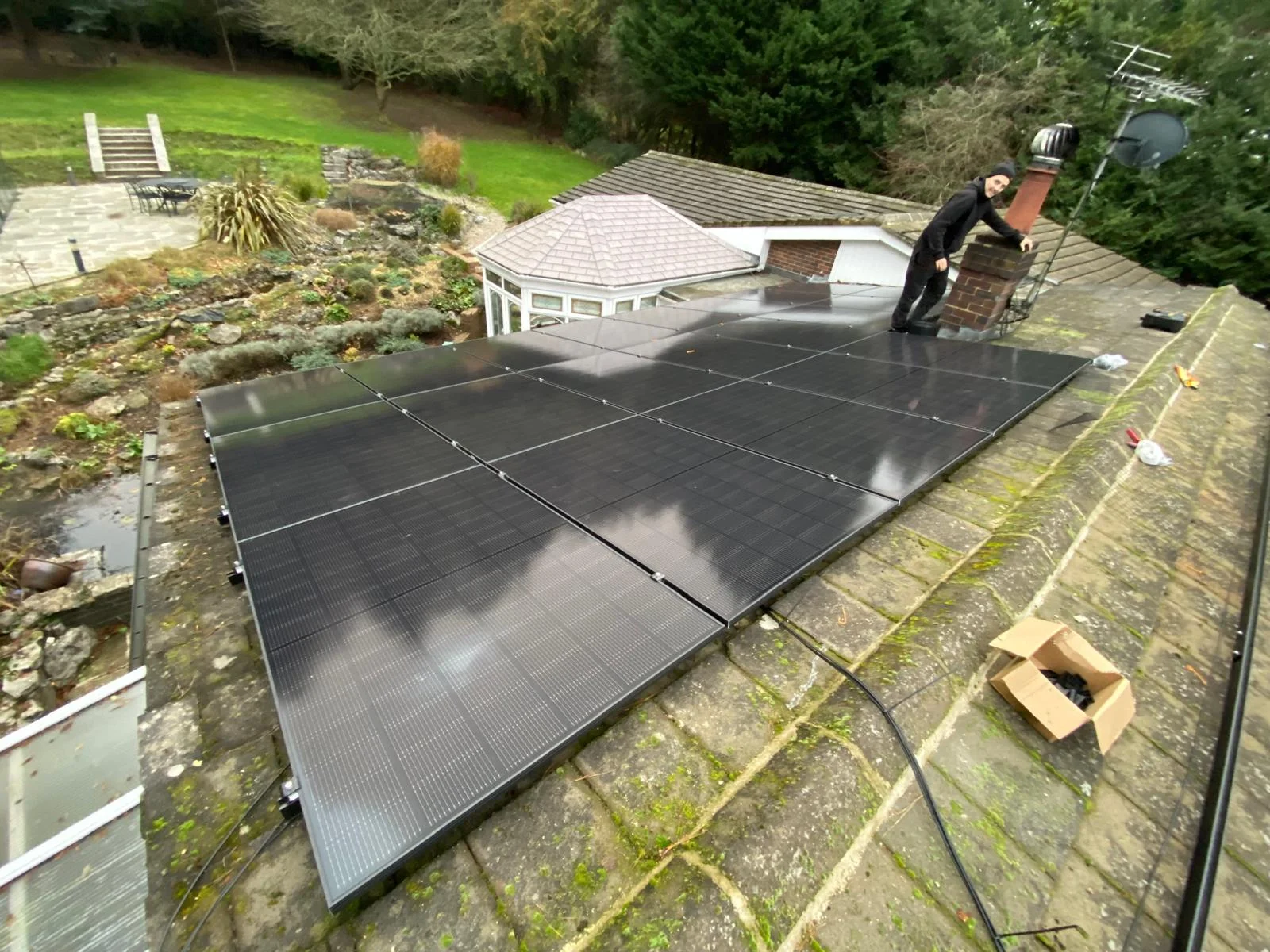 Rooftop solar panel installation