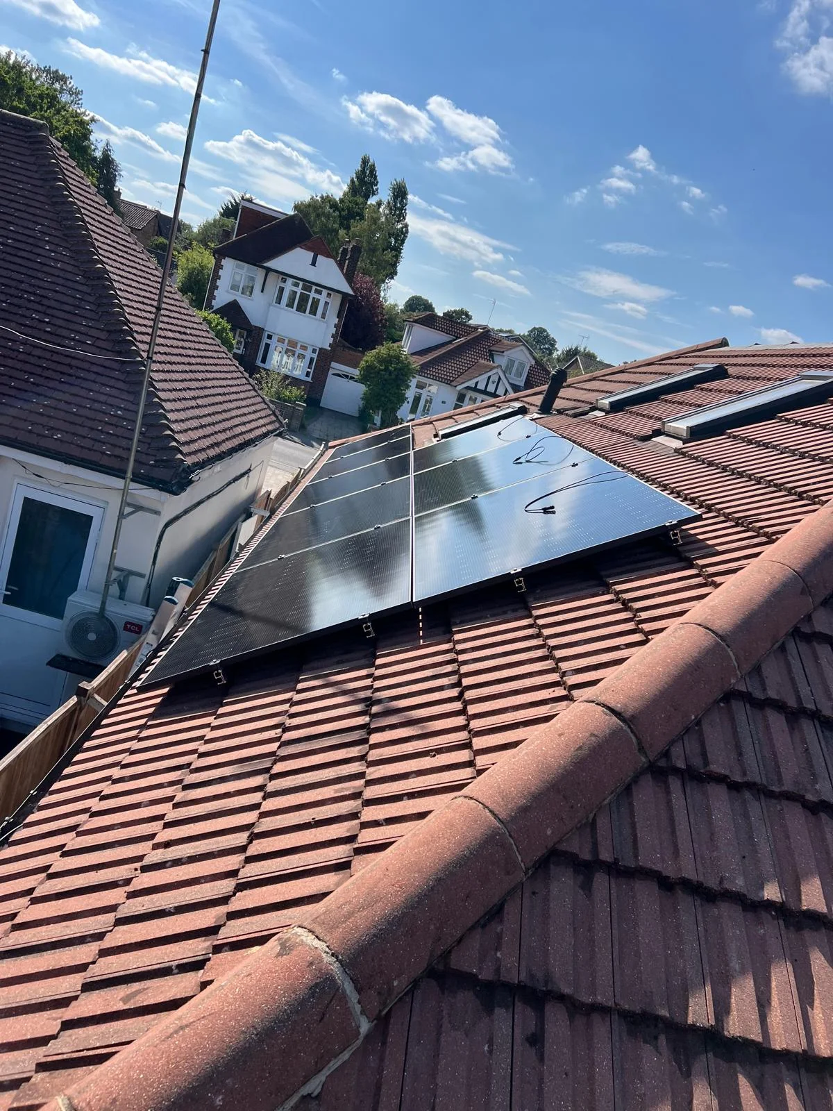 Solar panels on a tiled roof